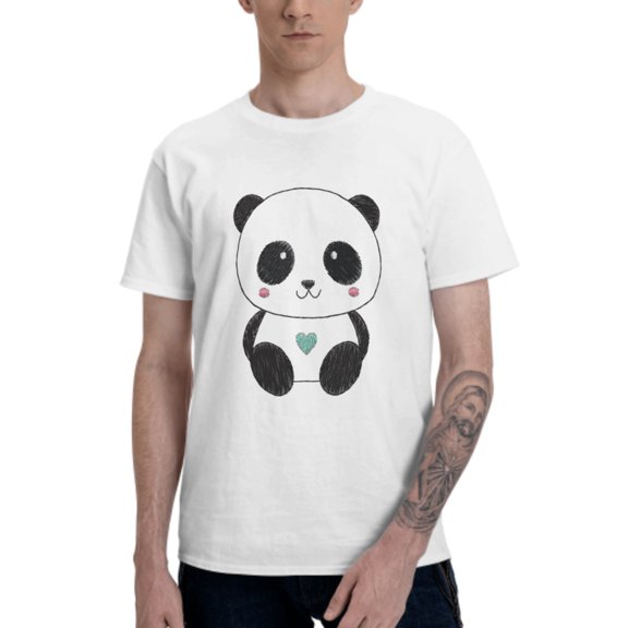 Giant Panda Men's T-Shirt Cotton 100% Summer Tops Fashion Casual Cute Animals Short Sleeves for Men Women Round Collar Top Tees