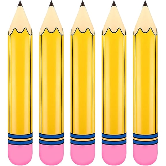 Giant Pencil Balloons Back To School Decorations, 27 Inch Inflatable Yellow Pencil Shaped Balloons For Classroom Garden Hanging Decor Photo Prop(5PCS) Yellow