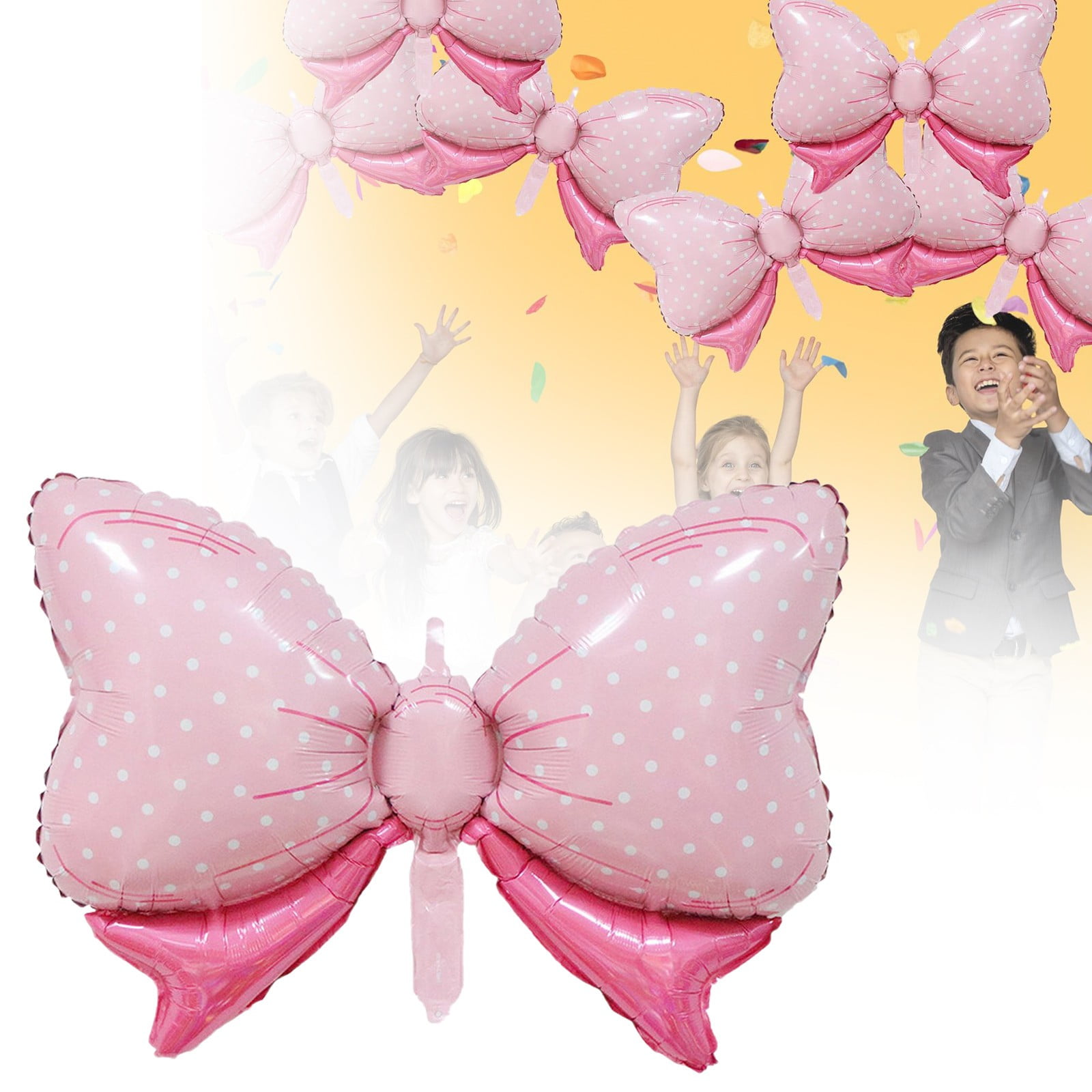 Jumbo 35'' Pink Bow Balloons - 6 Pack Polka Dot Foil Balloons For Birthday, Wedding & Mouse Party Decor - View #6