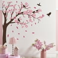 thumbnail image 1 of Pink Flower Tree Wall Stickers, Removable DIY Romantic Peach Blossom Tree Wall Murals Peel and Stick Wall Art Stickers Murals Home Decor for Girls Bedroom Nursery Rooms Living Room, 1 of 5