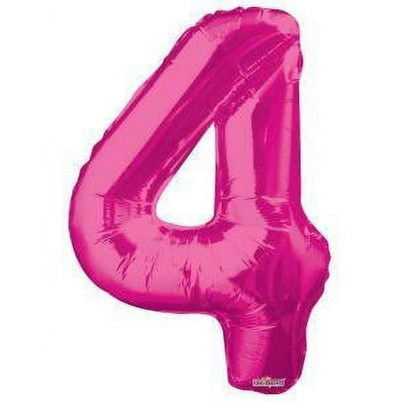 Giant Pink Number 4 Foil Balloon 34"