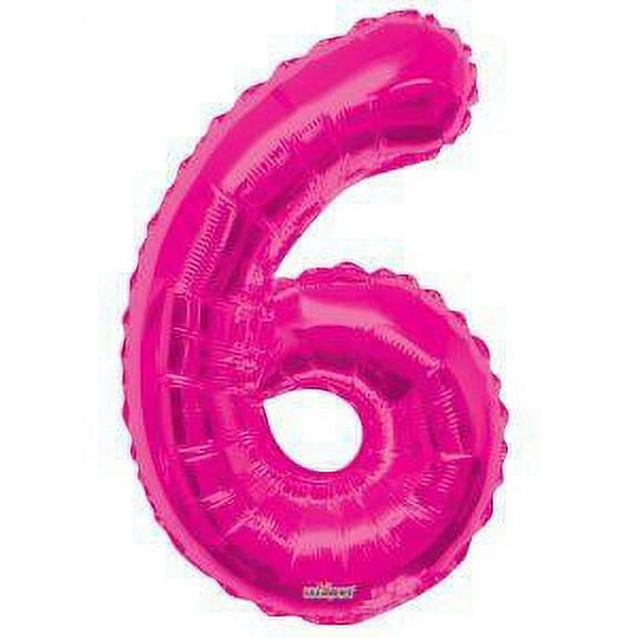 Giant Pink Number 6 Foil Balloon 34"