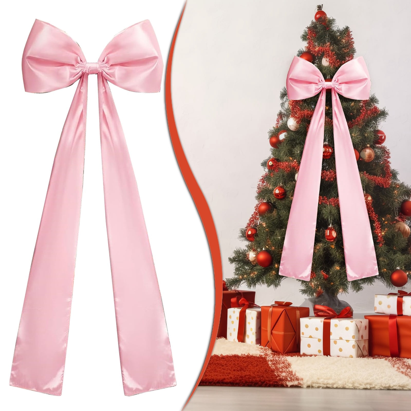 Giant Pink Velvet Christmas Bow Oversized Tree Topper Decor, Large 4 Ft ...