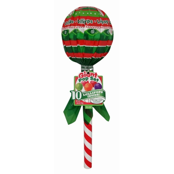 Giant Pop with 10 Lollipop Sticks Inside by Dat'l Do-it, Christmas Red, 2.46 oz, 1 Ct