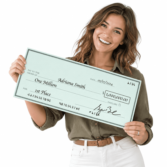 Giant Presentation Check, Medium (23.5 x 12.5 in), Corrugated Plastic Award Prop