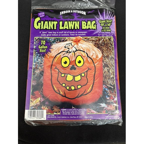 Giant Pumpkin Lawn Decoration Leaf Bag Fun World Halloween Decor Prop Lot