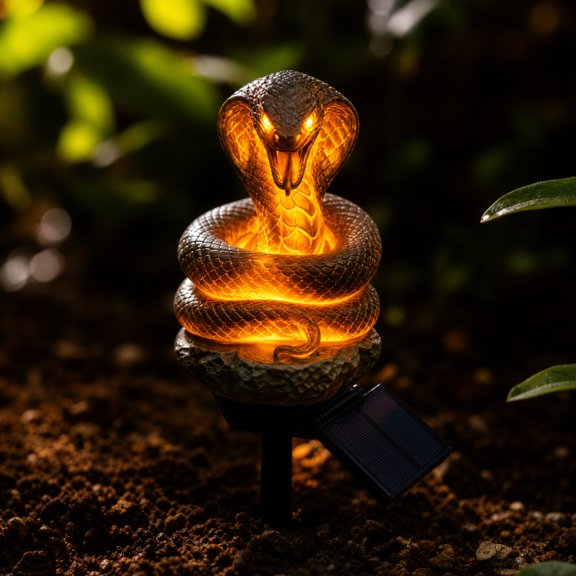 Giant Python Solar Garden Light, Resin Snake Statue Outdoor Decor, Waterproof Solar Powered Stake Lamp for Lawn Pathway Yard Walkway Decoration