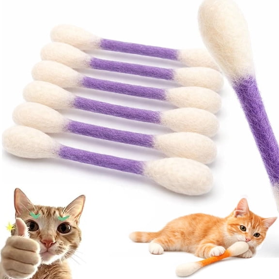 Giant Q Tip Cat Toy, Cotton Swabs Cat Toys with Catnip, 6 Pk Interactive Felt Kitty Kicker Toy Sticks, Big Kitten Chew Dental Teething, Set of 6 Soft Plush Kicker Toys