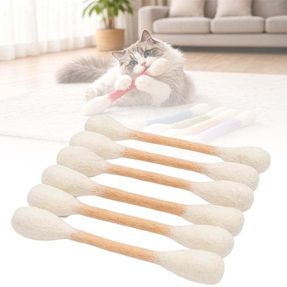 Giant Qtip Cat Toy, Cotton Swabs Cat with Catnip, 6.2In Giant Kitten Chew Sticks for Indoor Boredom, Durable Dental Teething Ropes, Big Interactive Felt Kitty Kicker Play