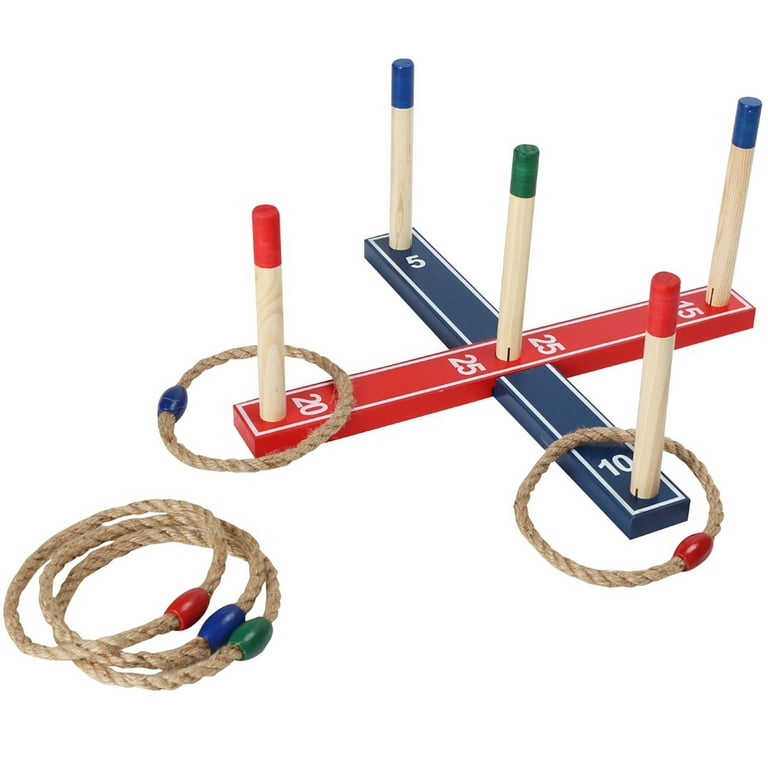 Toys & Games Ring Toss Game - Classic Wooden Set with 4 Rings