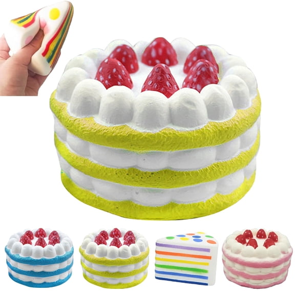 Giant Rainbow Cake Squishy Stress Ball, Big Squishy Cake Slice Jumbo for Adults, Soft Desk Stress Relief for Office & Home Relaxation