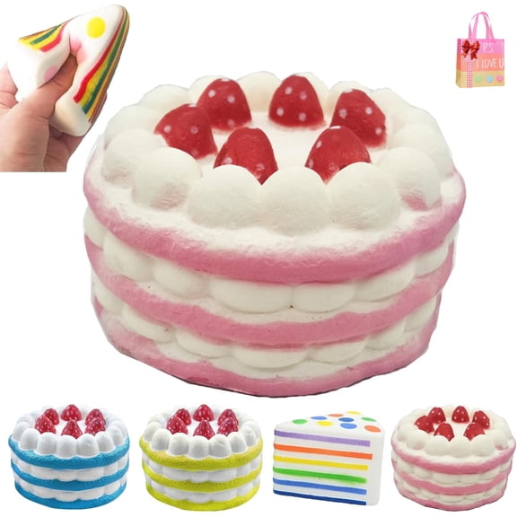 Giant Rainbow Cake Squishy Stress Ball, Big Squishy Cake Slice Jumbo for Adults, Soft Desk Stress Relief for Office & Home Relaxation