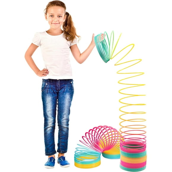 Jumbo 7 Inch Rainbow Magic Spring Toy - Giant Slinky For Kids, Party Favors, Stretchy Sensory Toy