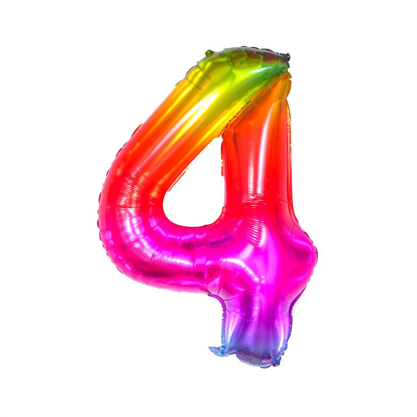 Giant Rainbow Jelly Number - Large, 40 Inch, Rainbow Birthday Decorations, Tie Dye Balloons For Party Decor