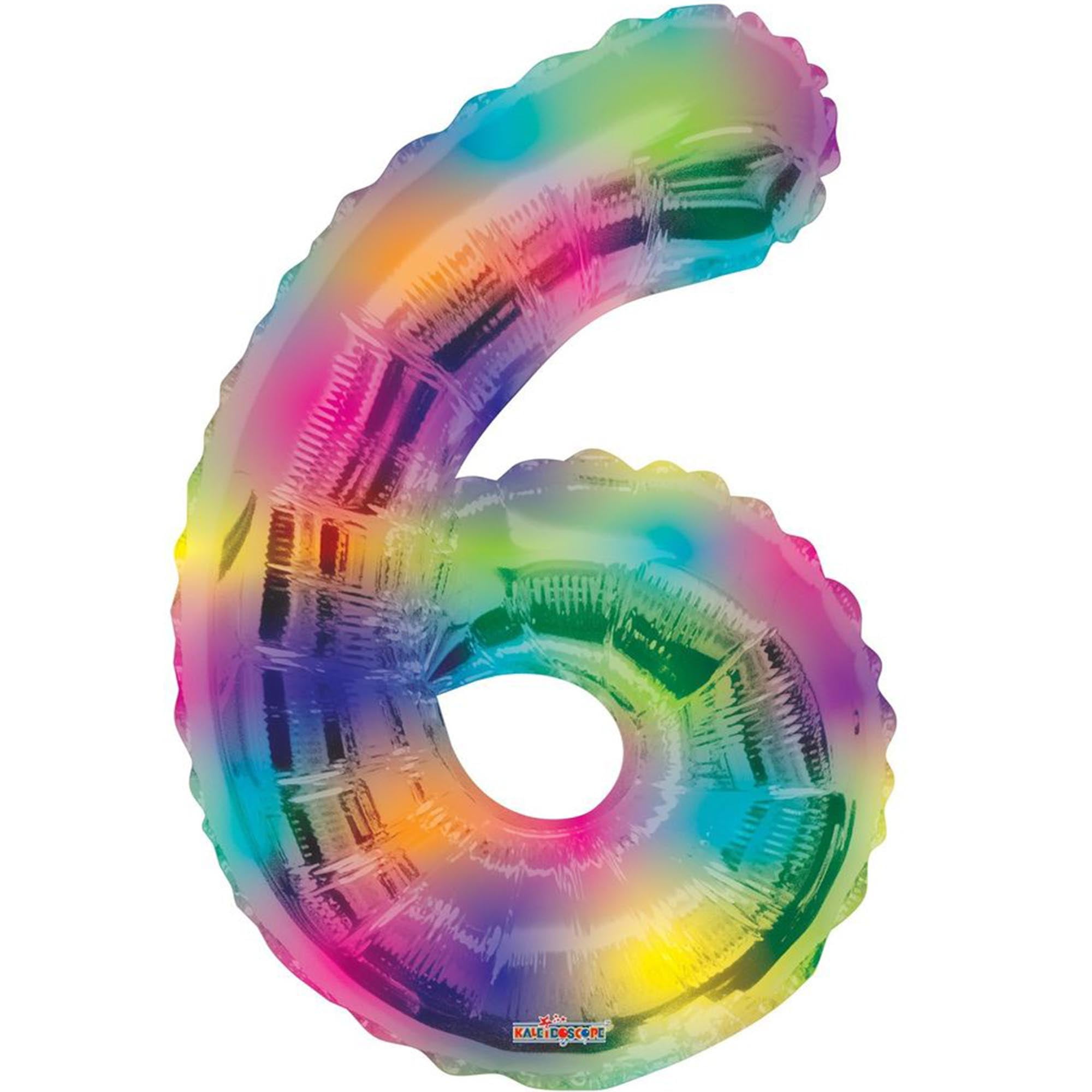 Giant Rainbow Number 6 Foil Balloon 34" - Walmart.com