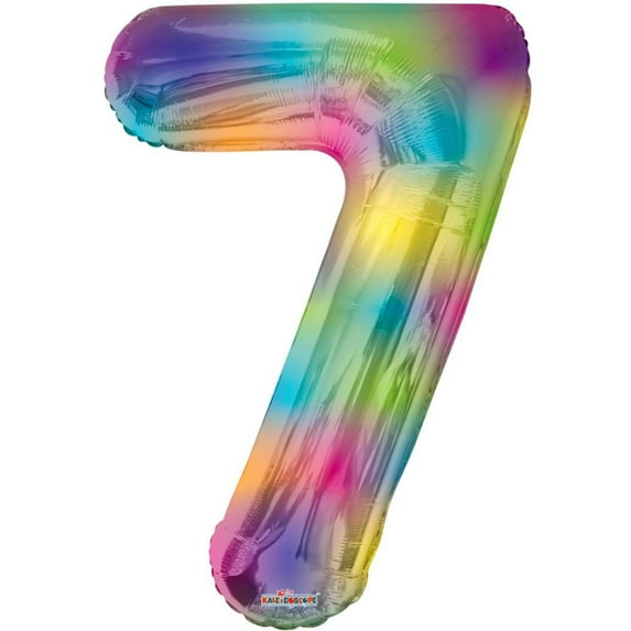 Giant Rainbow Number 7 Balloon 34"