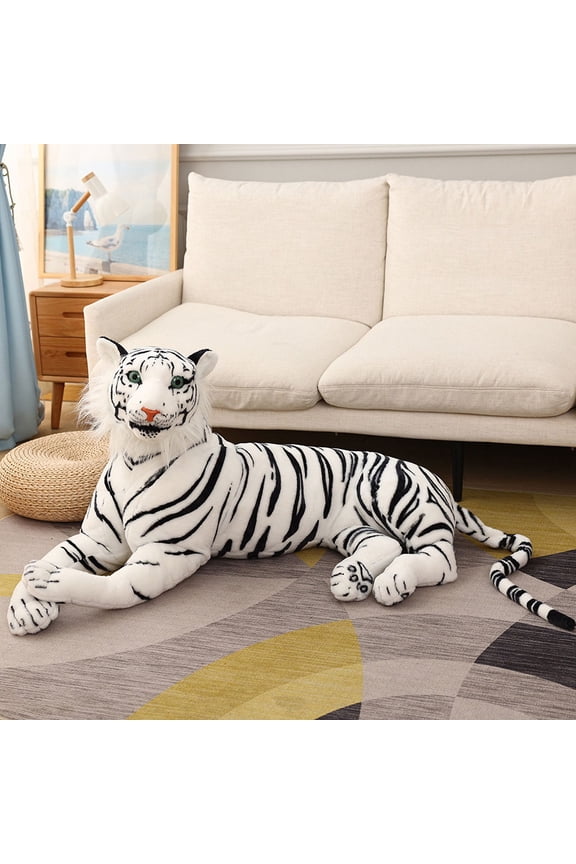 Giant Real Life Tiger Plush Toys Stuffed Soft Wild Animals Simulation White Tiger Jaguar Doll Children Kids Birthday Gifts Decor