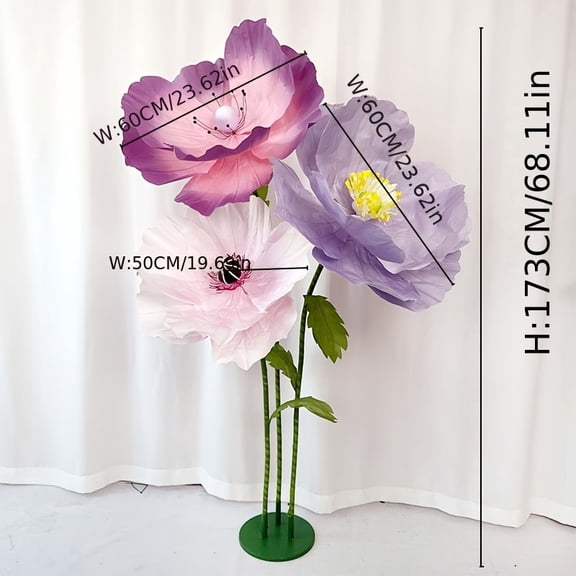 Giant Realistic Artificial Flowers for Wedding Aisle, Floor Displays, Heavy-Duty Plastic/Metal Stems, Spring Festival Valentine's Day Centerpieces, No Maintenance Elegant Fake Arrangements for Events