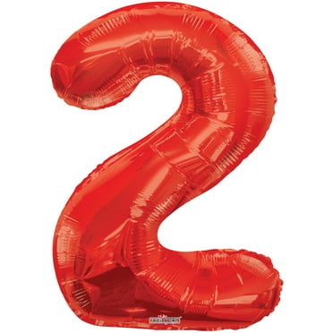 Giant Red Number 2 Foil Balloon 34"