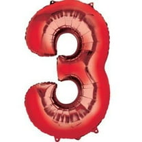 Giant Red Number 3 Foil Balloon 34"