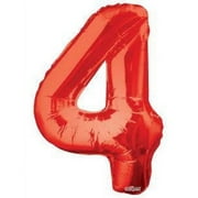 Giant Red Number 4 Foil Balloon 34"