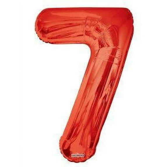 Giant Red Number 7 Foil Balloon 34"