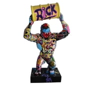 Nifao Giant Resin Gorilla Statue Holding a Barrell   Garden Outdoor Decor Sculpture, 28"L x 21"W x 83"H