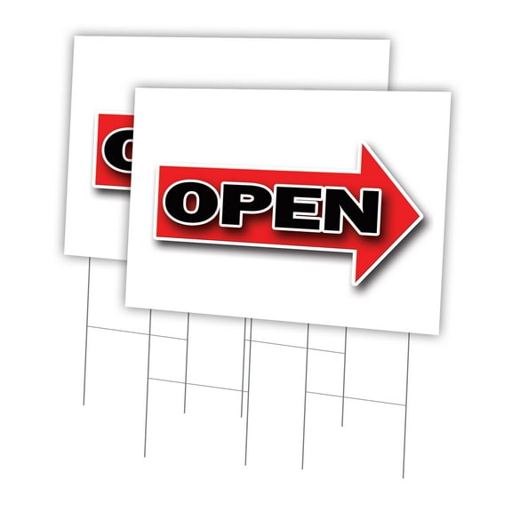 Giant Right Open Arrow 2 Pack Of 24" x 36" Yard Sign & Stake | Advertise Your Business | Stake Included Image On Front Only | Made in The USA