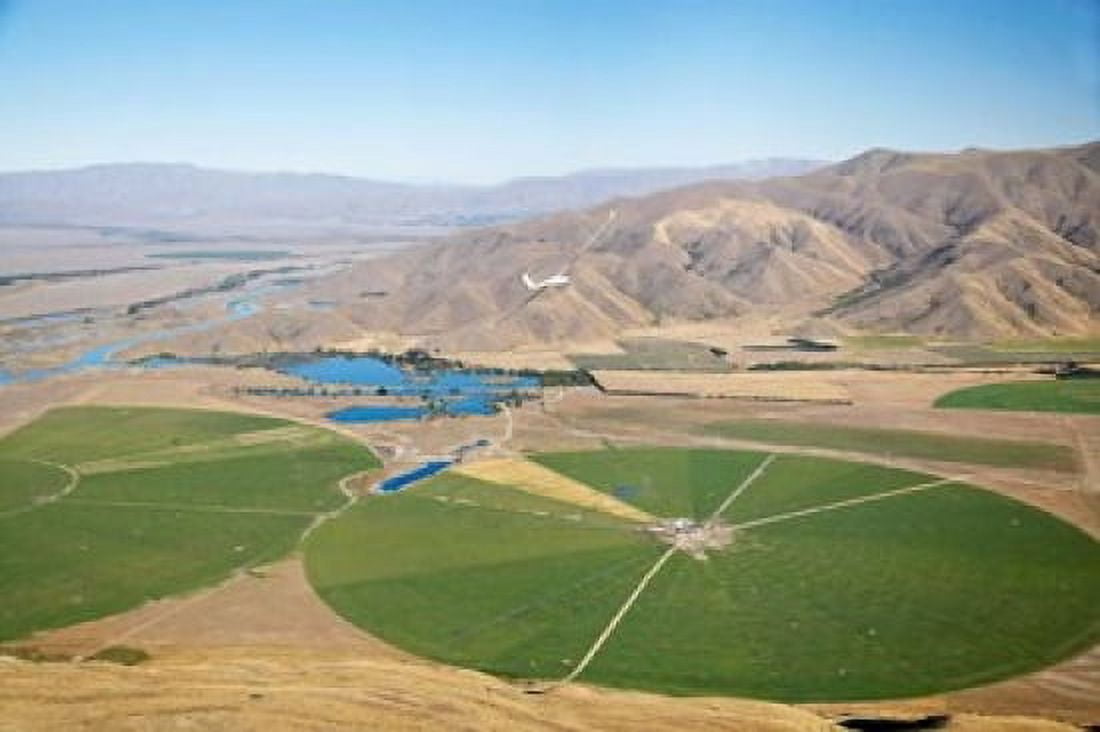 Giant Rotary Irrigation Scheme near Twizel Mackenzie Country South Island New Zealand Canvas Art - David Wall DanitaDelimont (34 x 23)