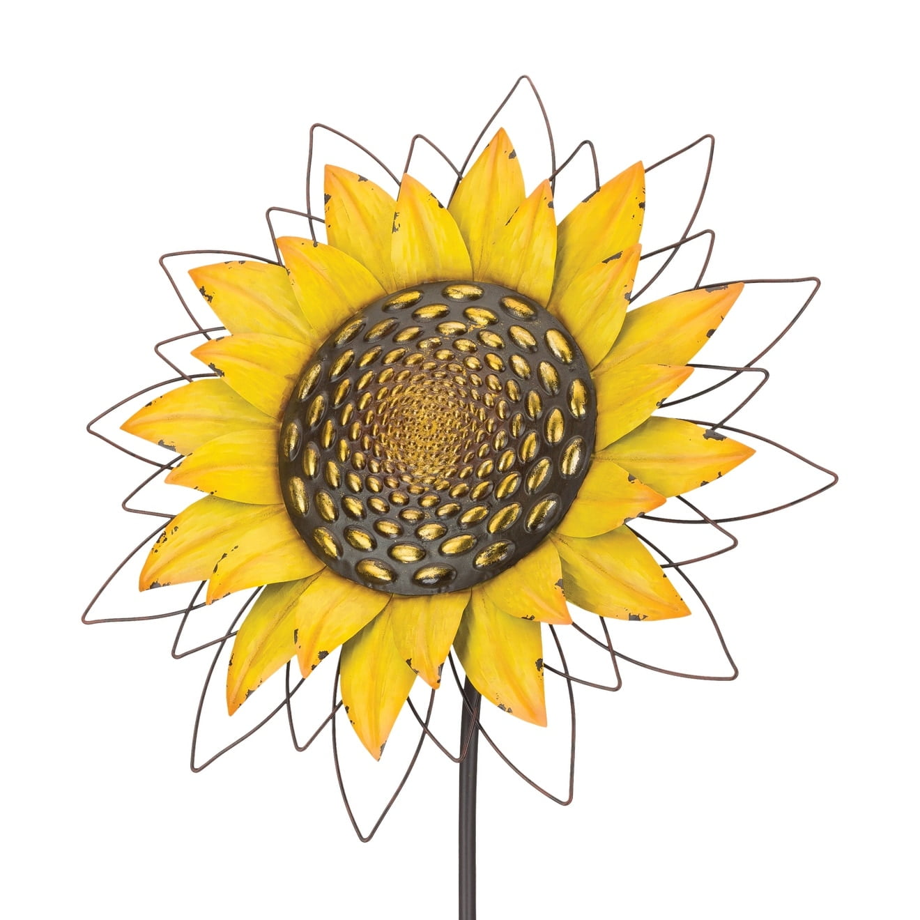 Giant Yellow Metal Rustic Outdoor Flower Stake