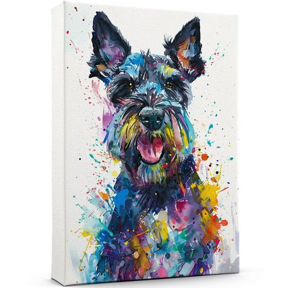 Giant Schnauzer Canvas Wall Art, Modern Cute Colorful Giant Schnauzer Canvas Dog Art Pictures Wall Decor for Kids Bedroom Decoration Unframed 8x12 inches