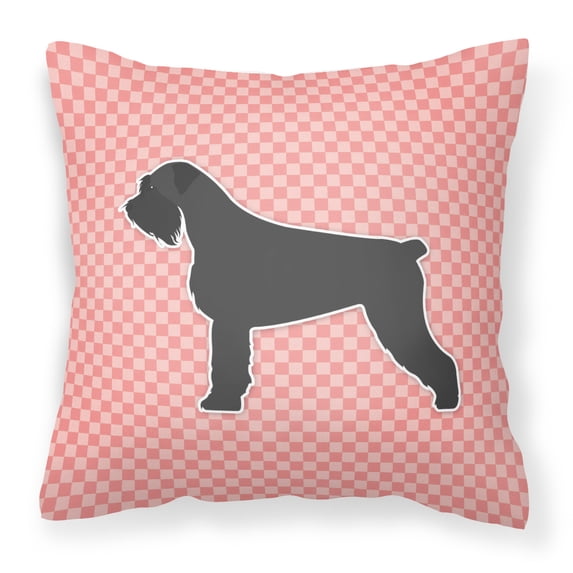 Giant Schnauzer Checkerboard Pink Fabric Decorative Pillow