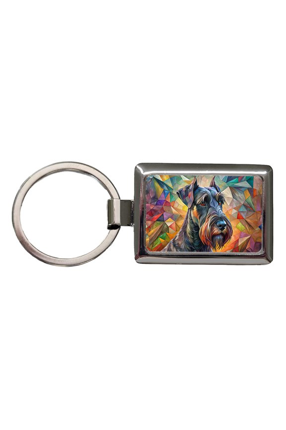 Giant Schnauzer Dog Abstract Art Metal Rectangle Keychain