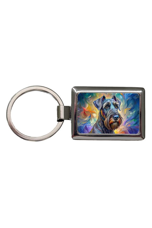 Giant Schnauzer Dog Expressionism Art Metal Rectangle Keychain