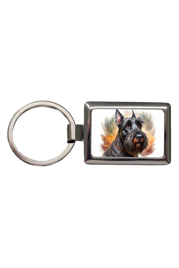 Giant Schnauzer Dog Illustration Metal Rectangle Keychain