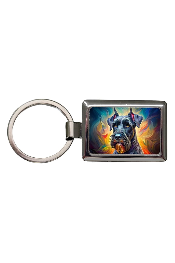 Giant Schnauzer Dog Pop Art Metal Rectangle Keychain