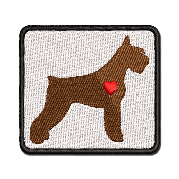 Giant Schnauzer Dog with Heart Applique Multi-Color Embroidered Iron-On Patch - 2.0 Inch Mini