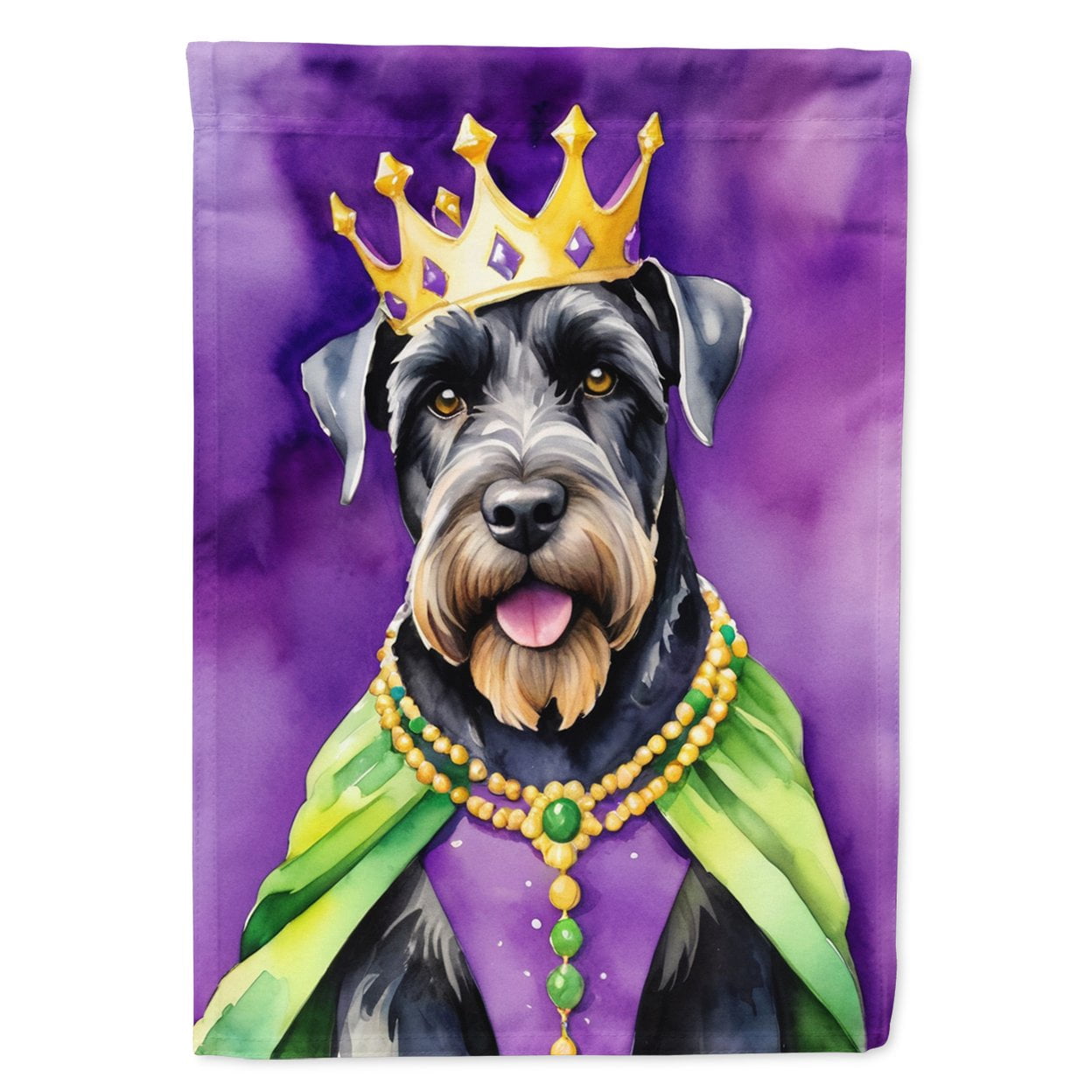 Giant Schnauzer King of Mardi Gras House Flag 28 in x 40 in
