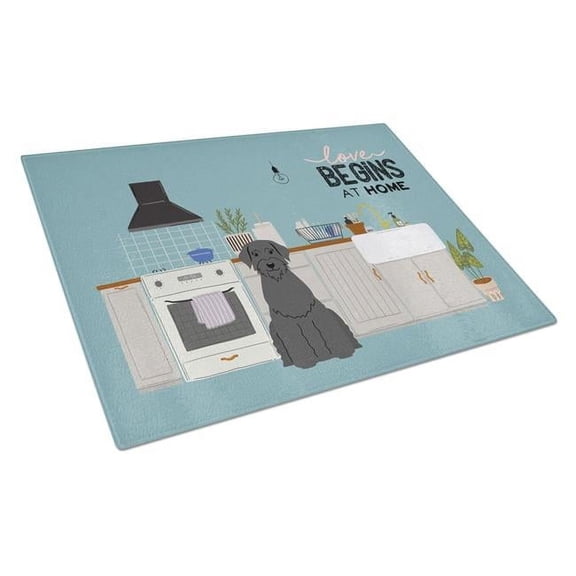Giant Schnauzer Kitchen Scene Glass Cutting Board - Large