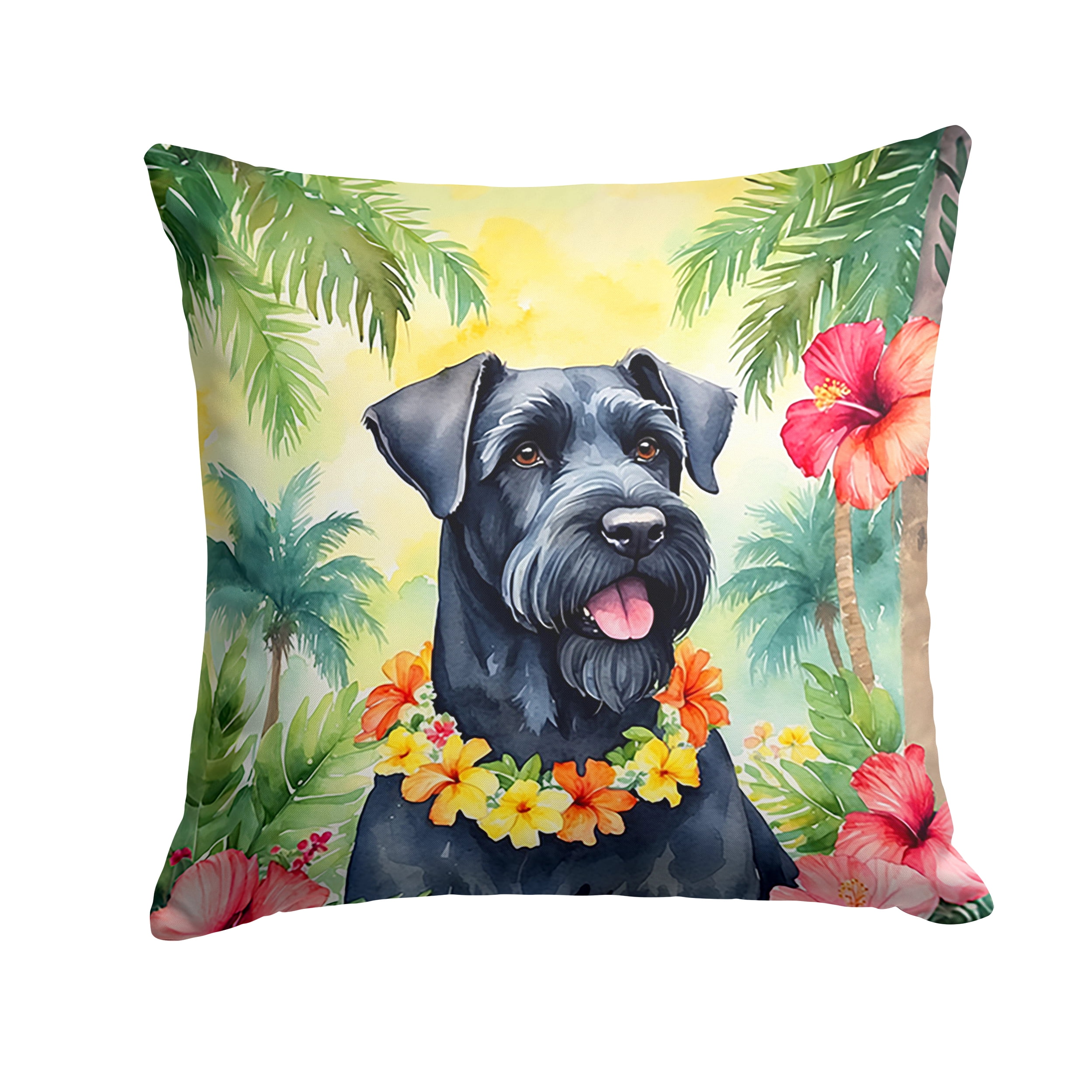 Giant Schnauzer Luau Throw Pillow 18 in x 18 in
