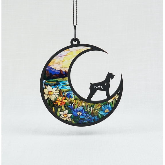 Giant Schnauzer Suncatcher, Loss of Pet Sympathy Gift, Handmade Custom Name Dog Decor, Gift for Schnauzer Lovers, Car Hanging