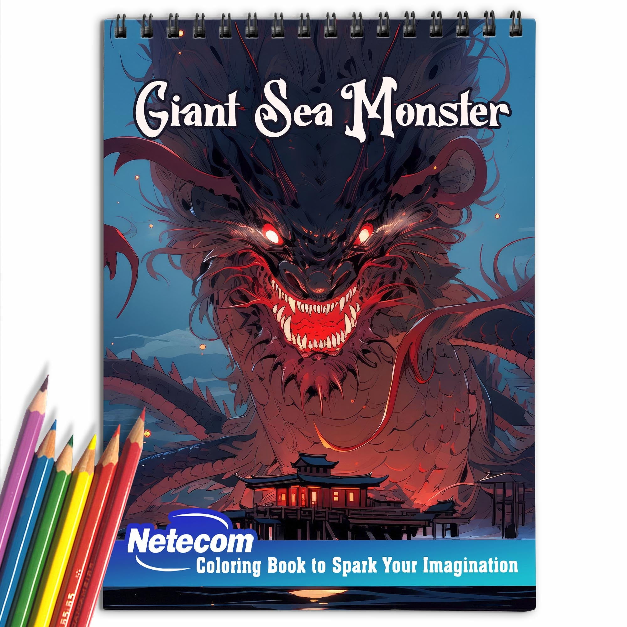 Giant Sea Monster Spiral Bound Coloring Book, Plunge into the Depths