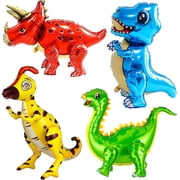MOLAGU Giant Self Standing Dinosaur Foil Balloons for Dinosaur Birthday Party Supplies Decorations, 4Pack