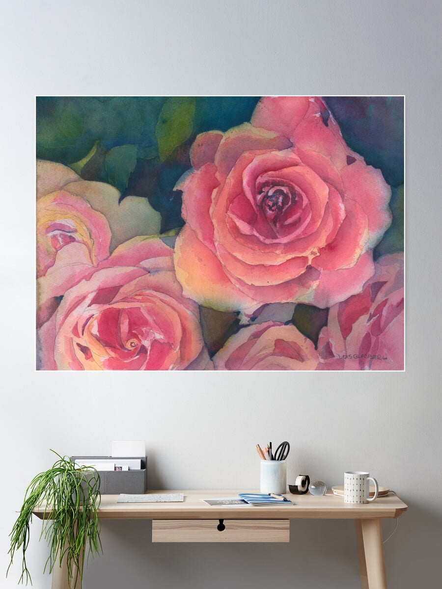 Giant Showy Rose Poster Wall Art, Modern Wall Decor For Living Room ...