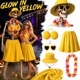 thumbnail image 1 of Giant Skeleton Costume Set for Halloween Display with Bikini Style Outfit Hat Sunglasses Lei and Skirt for Yard Decor, 1 of 8
