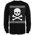 thumbnail image 1 of Giant Skull And Crossbones Ugly Christmas Sweater Black Adult Long Sleeve T-Shirt - 2X-Large, 1 of 1