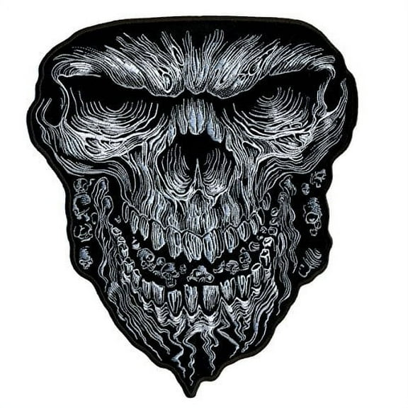 Giant Skull, High Thread Embroidered Iron-on/Saw-on Rayon XL Patch - 10" x 11"