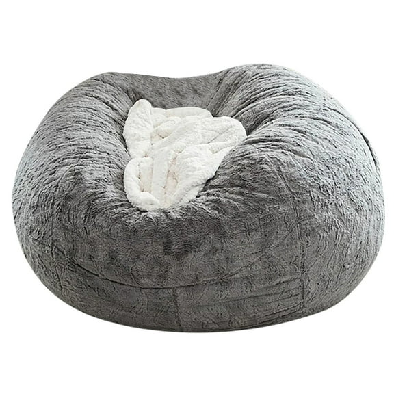 Giant Soft Fluffy Fur Bean Bag Chair Cover for Adults (Cover ONLY, NO Filler) 4.4ft Big Bean Bag Bed Oversized Lazy Bean Bag Couch, Clearance