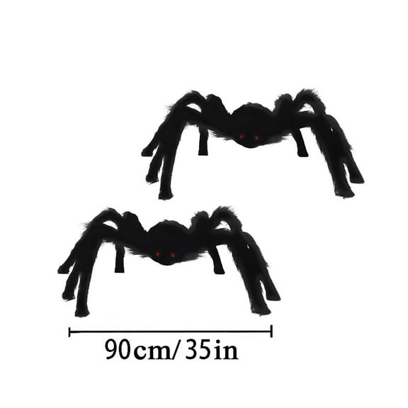 Giant Spider for Halloween Decoration,Hairy Spiders Fake Spiders Plush Spiders Realistic Spiders for Halloween Decorations Prank Props,Outdoor Indoor House Party Yard (35inch,2pcs)