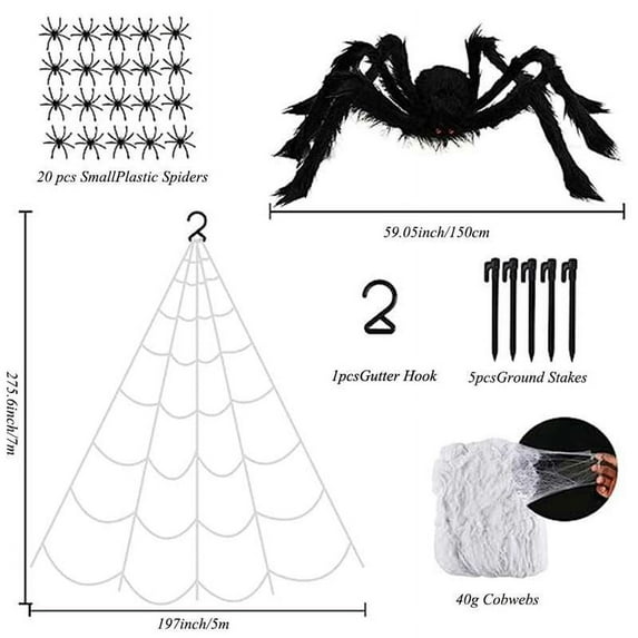 Giant Spider Web Halloween Decoration Set Scary Haunted Party Home Yard Decor, White
